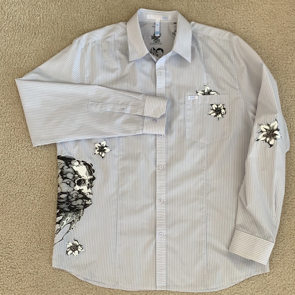 RVCA mixes media button down